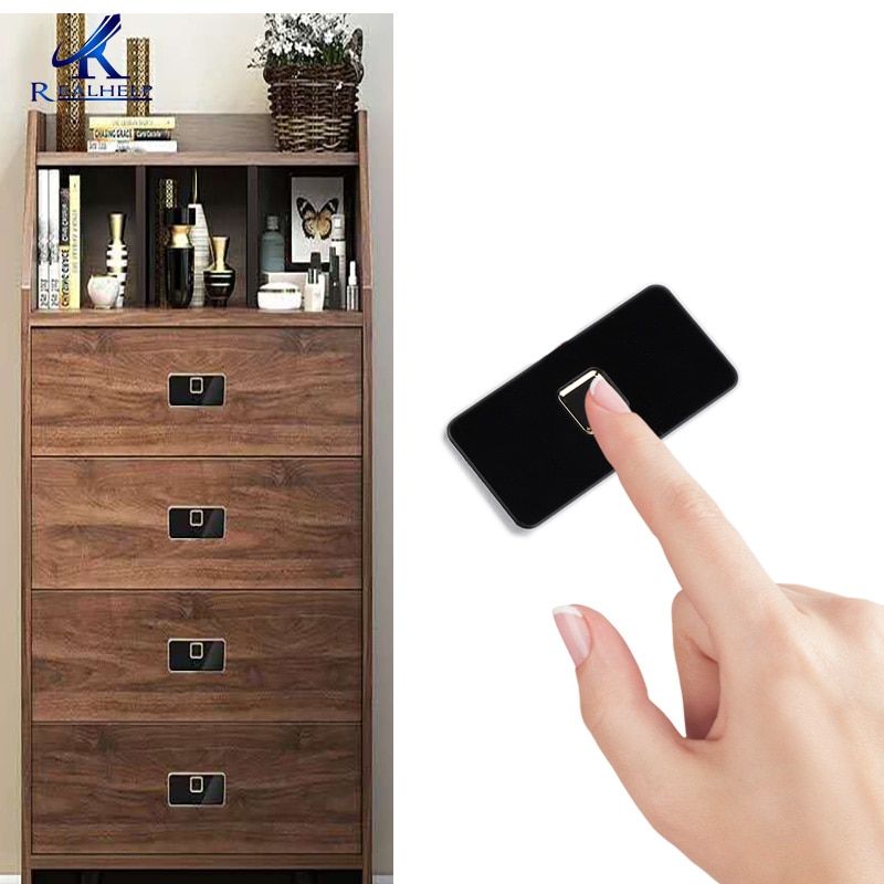 Biometric Keyless Lock Wooden Box Furniture Drawer Fingerprint Locks Locking File Cabinet Fingerprint Suitable for Home Office