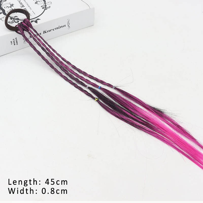 1Pcs Kleurrijke Paardenstaart Haar Ornament Gradiënt Kleur Diy Gevlochten Haar Clips Elastische Haarspelden Haarbanden Mode Haaraccessoires Pruik: Rose Rood