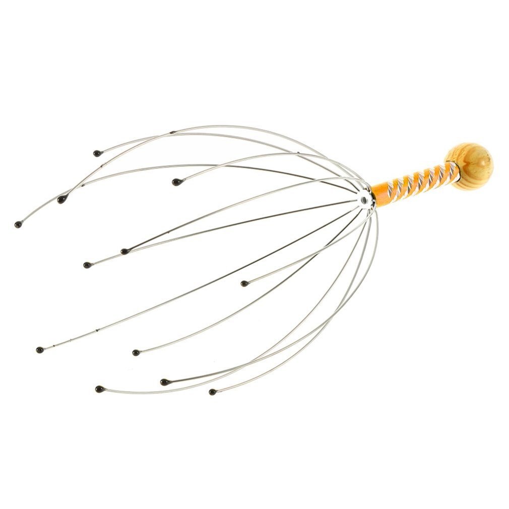 Masajeador relajante de cabeza de 12 dedos, masajeador de bola de acero para el cabello, SPA, cuero cabelludo, cuello, alivio del estrés, 1 unidad