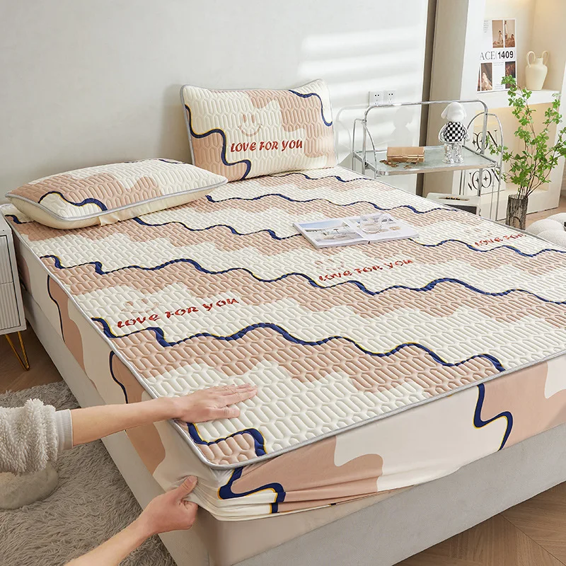 Zomer Verdikte Latex Hoeslaken Antislip Beschermende Sprei Airconditioner Driedelige Set Zomer Slaapmat