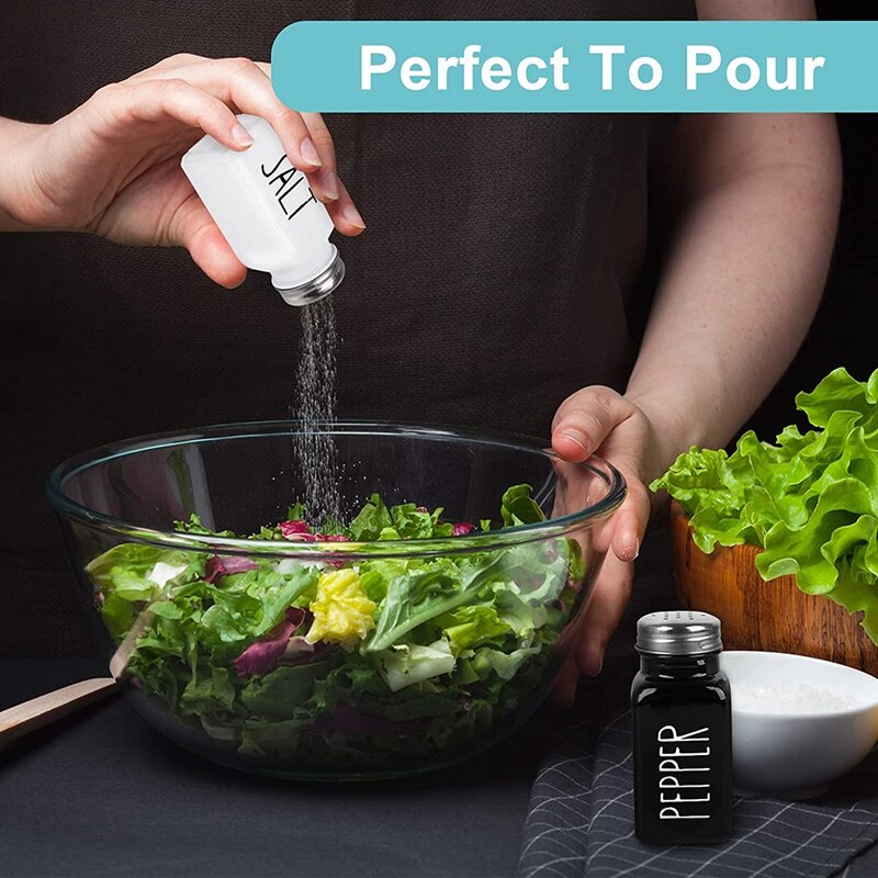 2-Piece Salt and Pepper Seasoning Bottle Set Glass Salt Bottle Modern Lovely Farmhouse Salt and Pepper Set