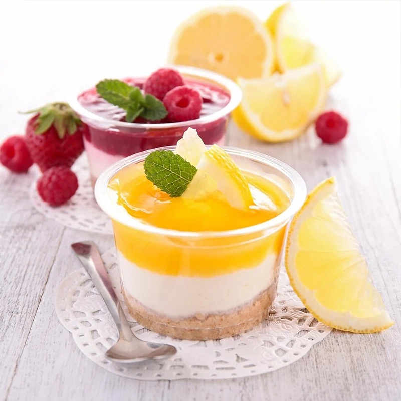 50 stk. engangs plastkopper gjennomsiktige dessertkopper boller med kuppel-/flat lokk fruktjuice kaffe iskrem kakebeholder