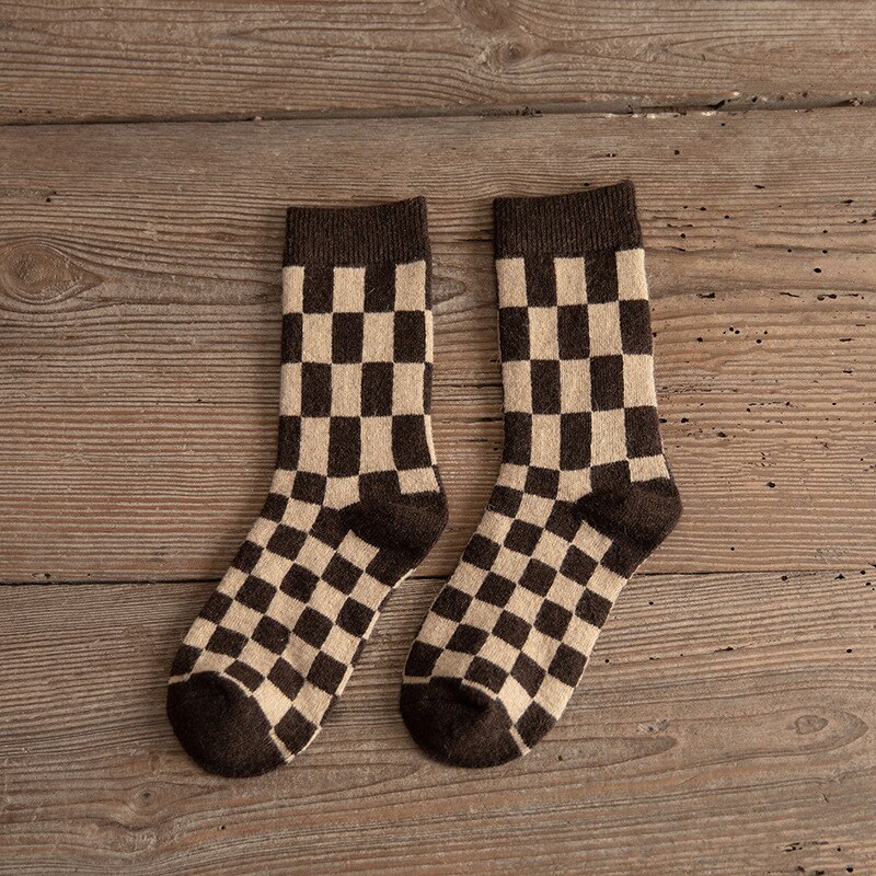 Calcetines gruesos de lana para mujer, medias de tubo informales, de algodón, cómodos y cálidos, para Otoño e Invierno: A