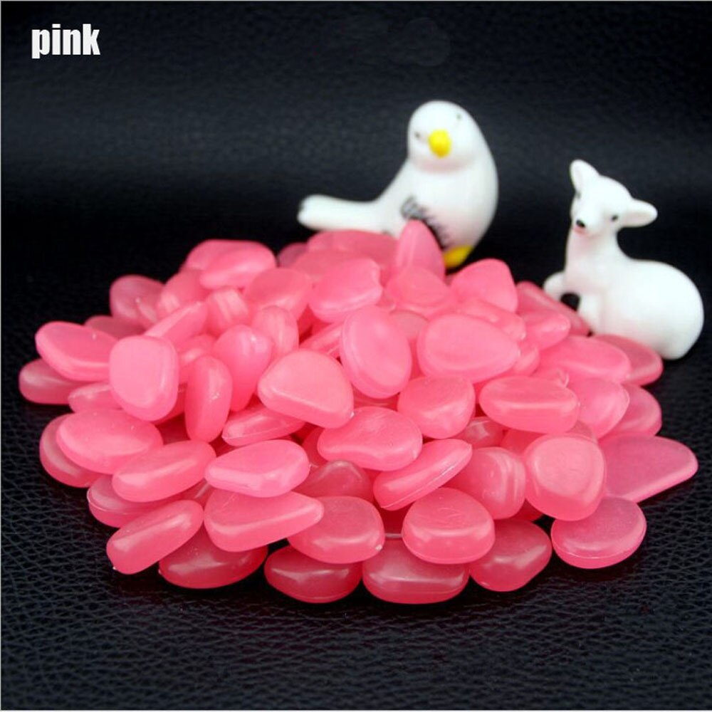 50Pcs Garden Pebbles Glow Stones Rocks for Walkways Garden Path Patio Lawn Garden Yard Decor Luminous Stones: Pink