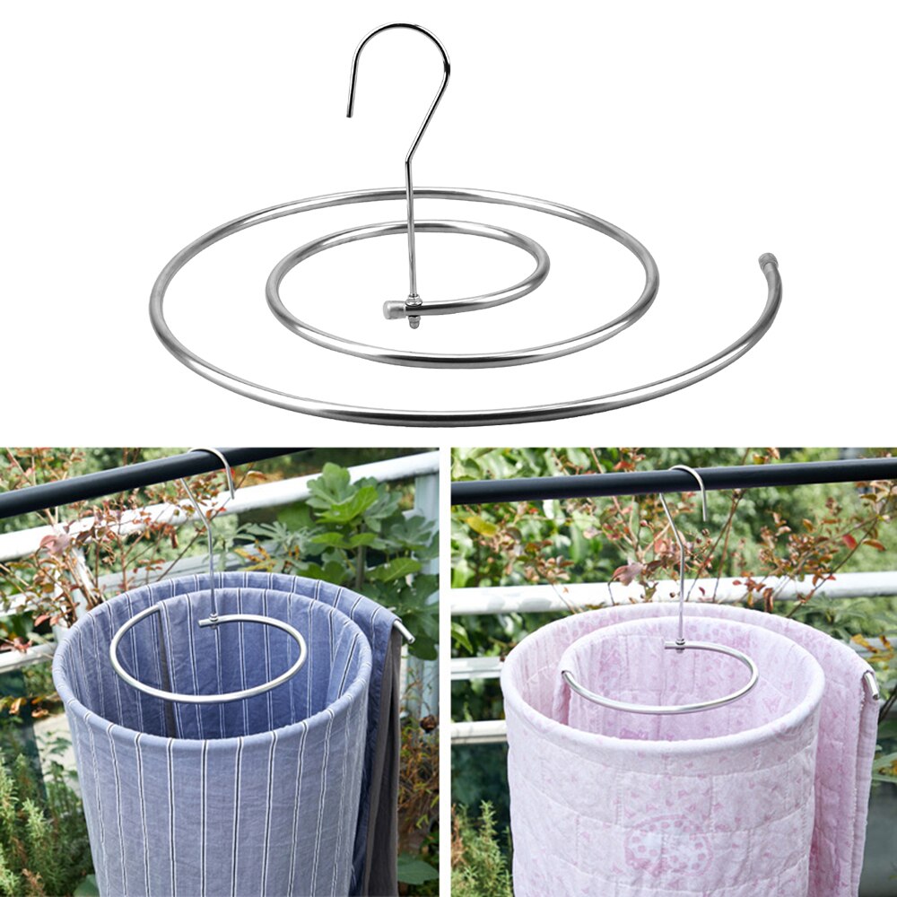 Stainless Steel Rotating Drying Rack Blanket Hanger Home Storage Save Space Round Spiral Quilt Sheets Hanger