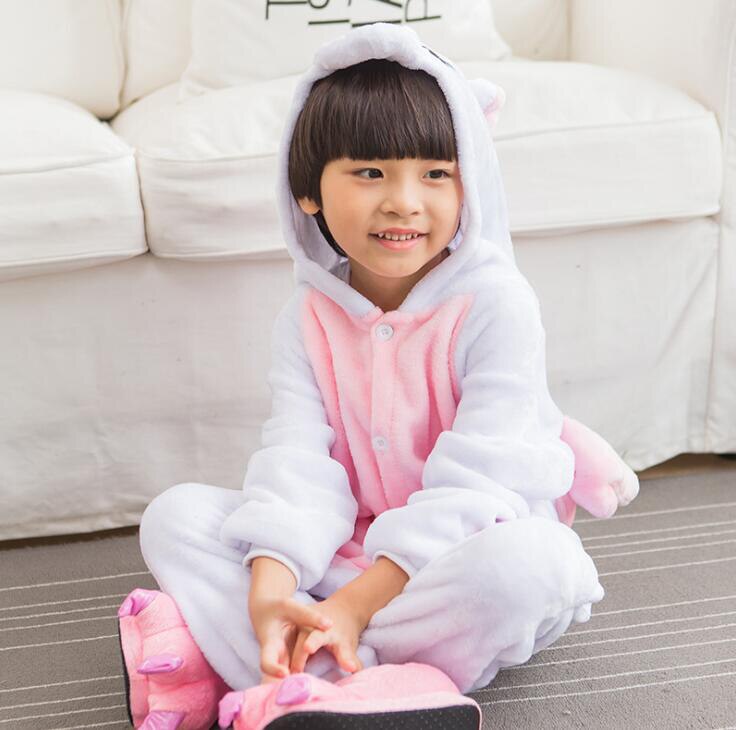 Kid Pink Unicorn Kigurumi Onesies For Girls Boys Child Anime Cosplay Jumpsuit Funny Fantasia Winter Animal Cartoon Onepiece: Without shoe / 8T