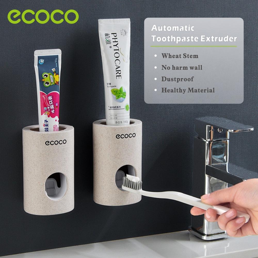 ECOCO Automatische Zahnpasta Spender ungiftig Zauberstab kleiderbüGel Montieren Staub-nachweisen Zahnpasta Presse Zauberstab Halterung Schlecht Zubehör