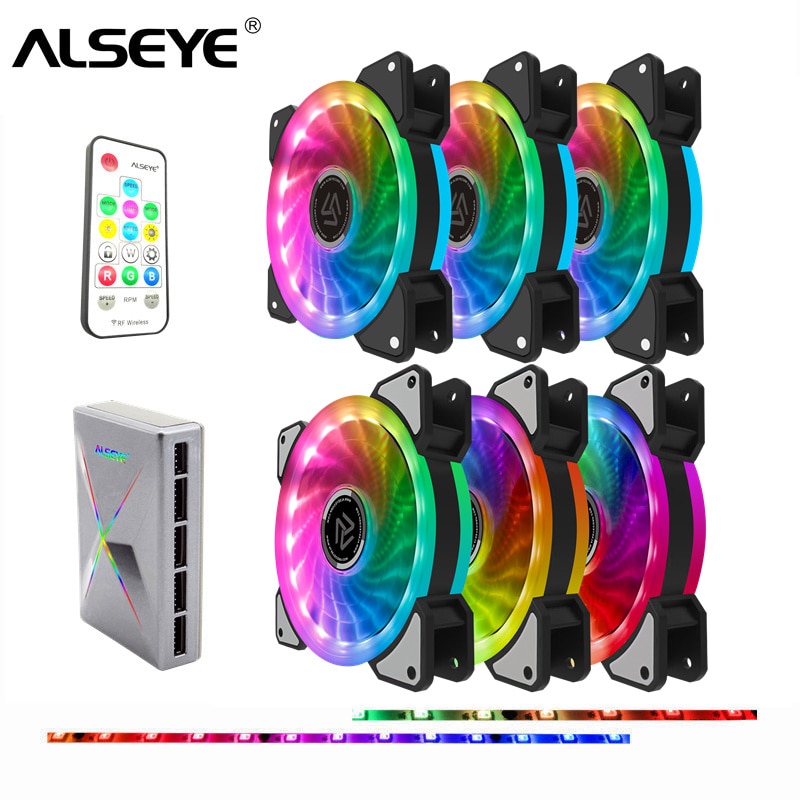 ALSEYE D-Ringer Series 120mm LED Computer Case Fan Adjustable RGB and Fan Speed Remote control support Asus 5v 3pin and Gigabyte