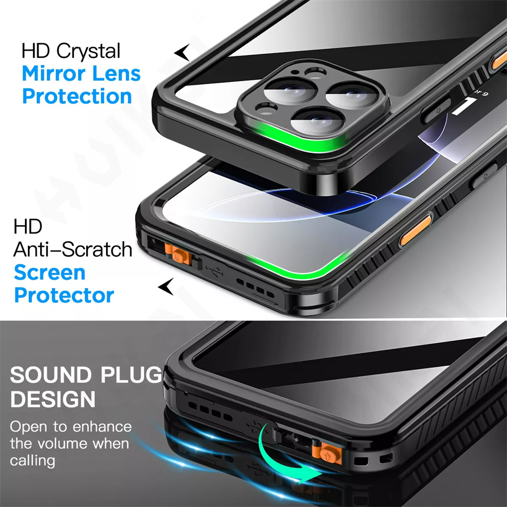 Vandtæt ip68 til 11 16 15 14 13 12 pro max xr xs plus metal aluminium svømmetelefon luksuriøst undervandscover