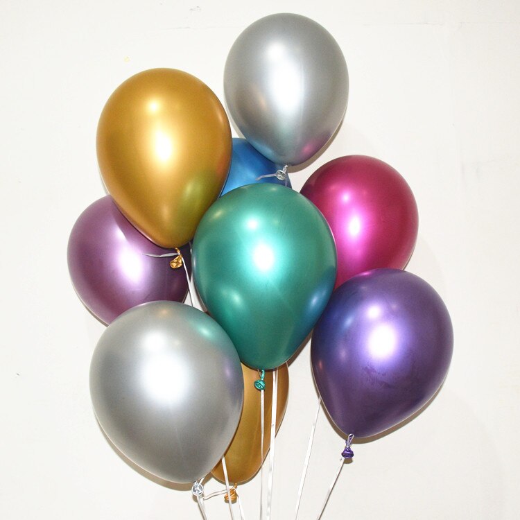 5PCS/lot 12" Pearl Metallic Balloon Round Metal Balloons Birthday Party Decor Latex Baloons Metallized Wedding Party Decor: MULTI