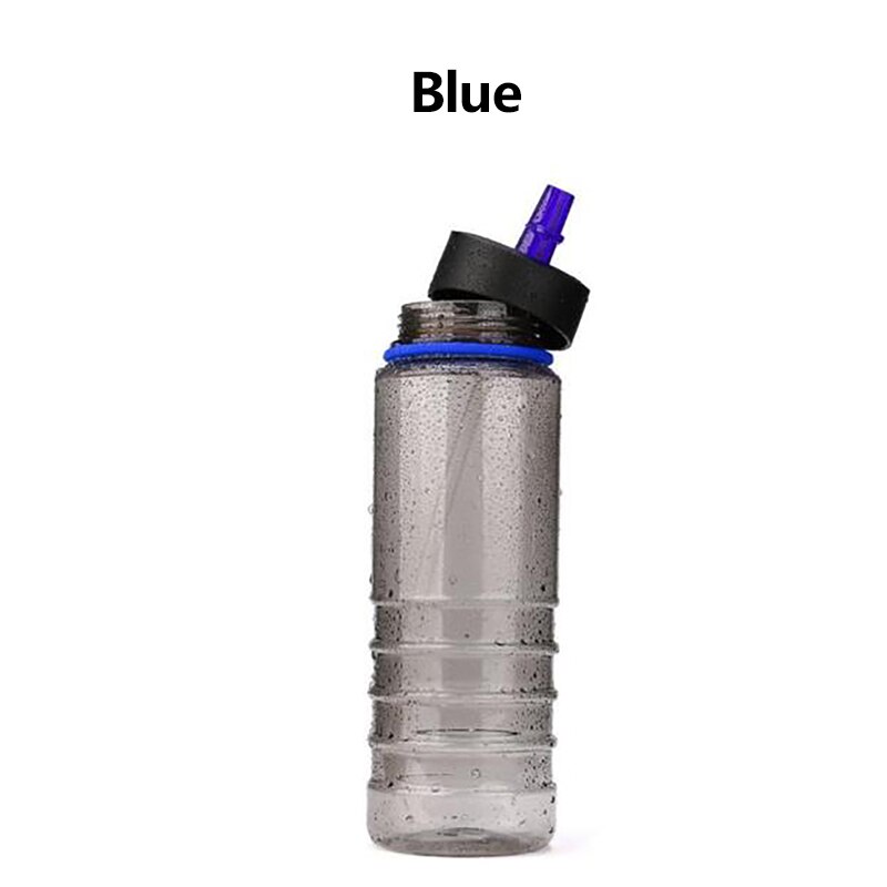 750ml udendørs kedel flip tritan halm drikke vandflaske cykel grønt bælte dække vandreture camping plast vandbæger: Blå