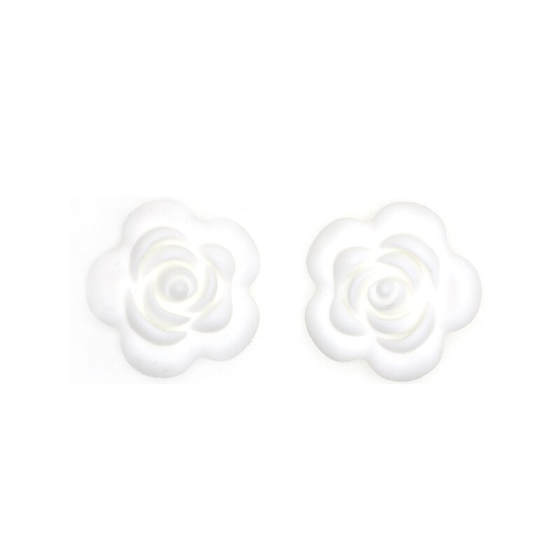 Kovict 10 stk silikone rose perler bpa gratis babybørster perler blomst form babybitringer til babybørser halskæde fremstilling: Hvid