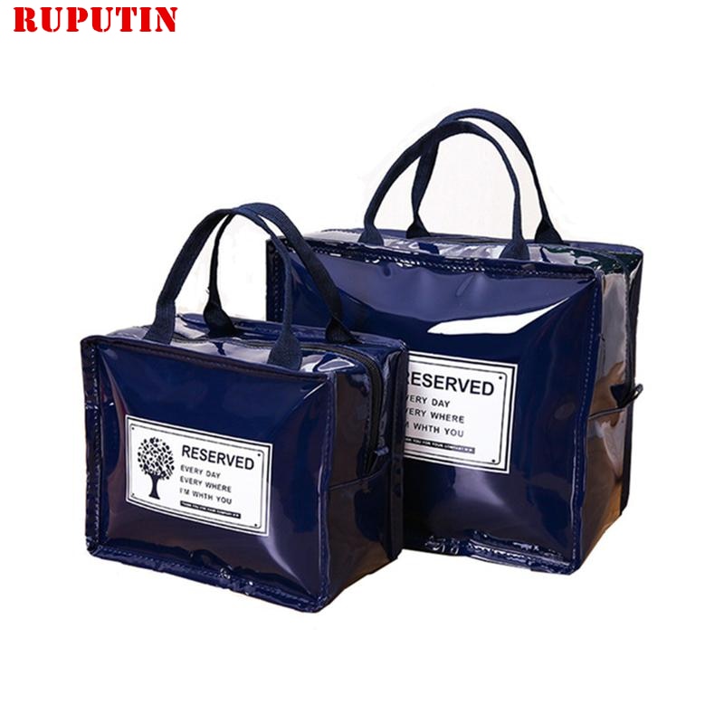 RUPUTIN PU Lunch Package Ice Pack Cooler Lunch Box Insulation Picnic Bag Thermo Thermal Lunch Bag For Women Kids Lunchbags Bags