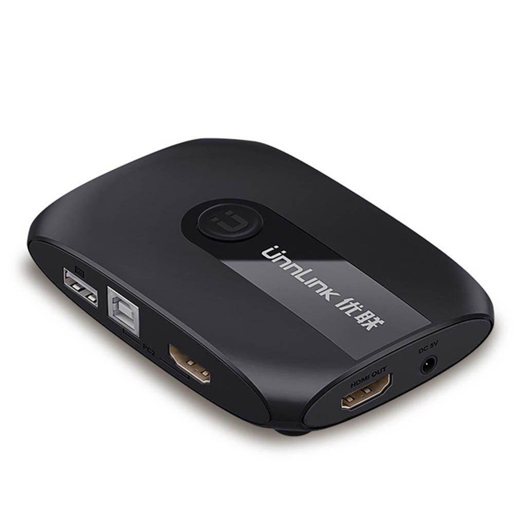 2-Port HDMI KVM Switch 4K 2 in 1 out with USB Hub for PC Monitor Keyboard Mouse: Default Title