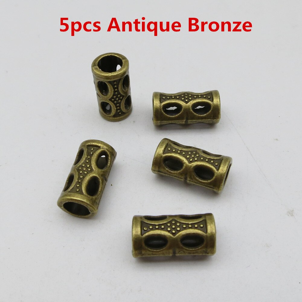 5 -20 zilver/goud/brons/rood koper viking haar vlecht dread baard dreadlock kralen buis ringen: 5 stuks antiek brons