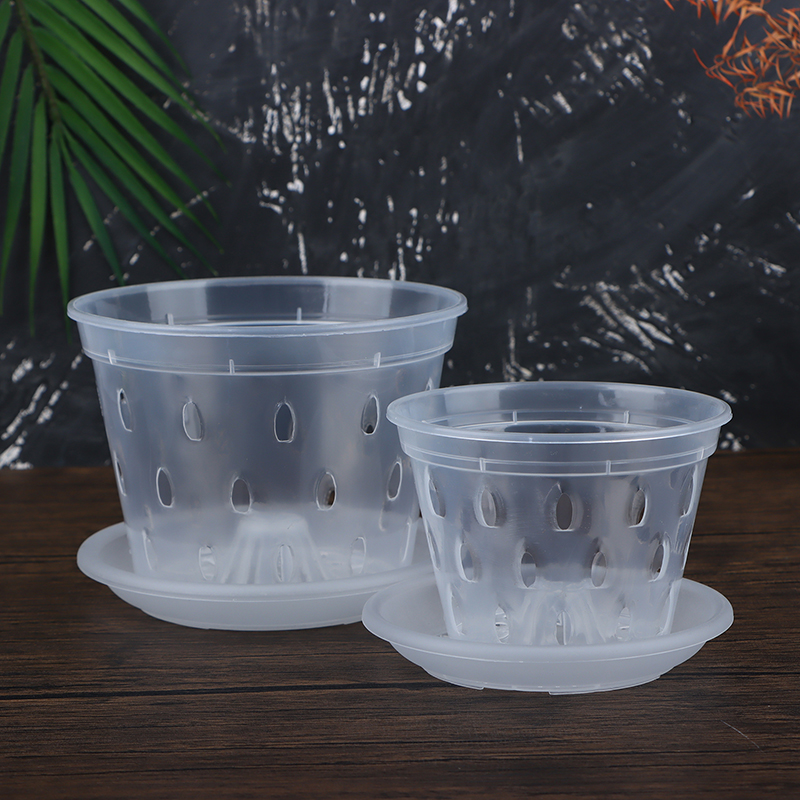 1Pc Bloempot Tuinplanter Drainagepotten Met Gaten Transparante Orchideeënmanden Plastic Ademende Bloempotten Accessoires