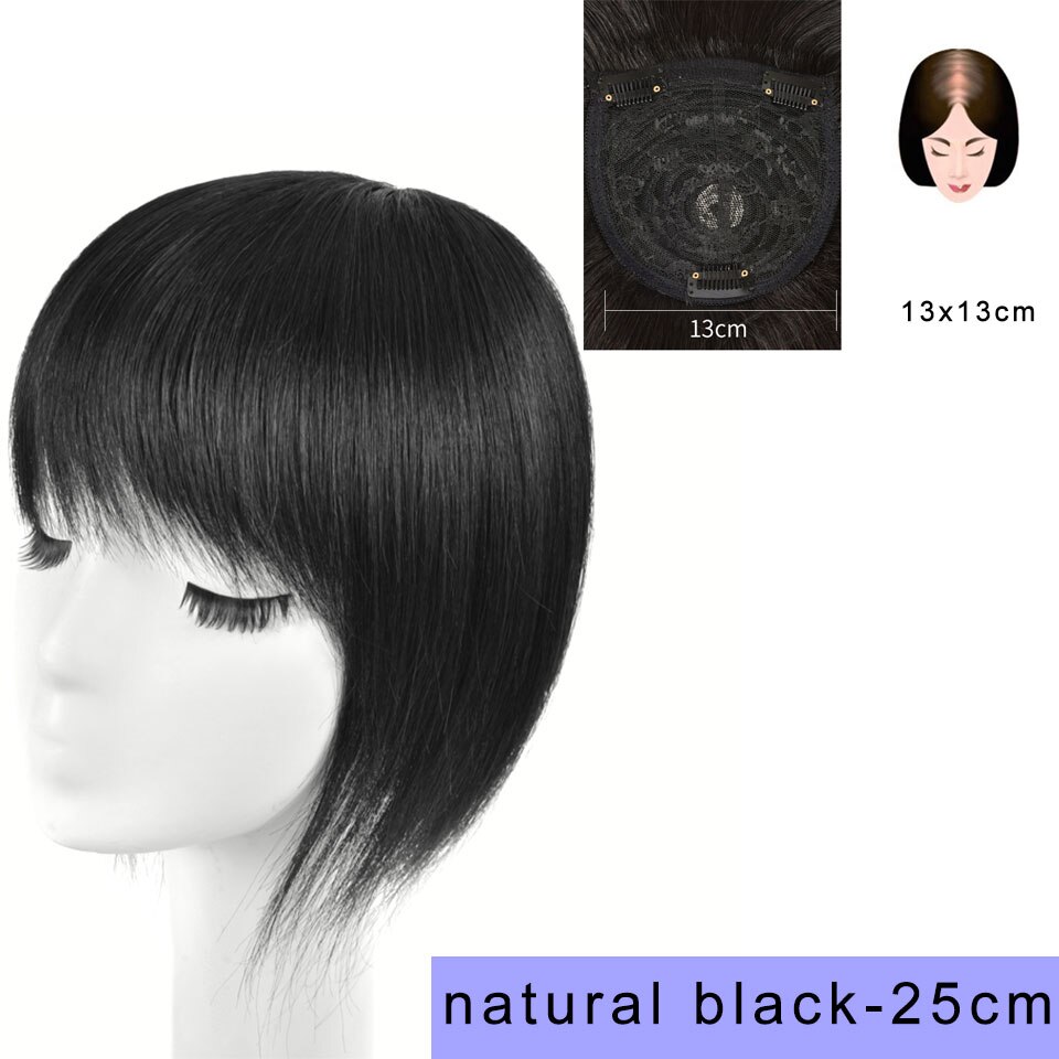 Aoosoo 2 Stijlen Lange Rechte Haar Met Zwart Bruin Haarspeld Pony Hoge Temperatuur Fiber Hair Topper Clip In Hair Extensions: 4