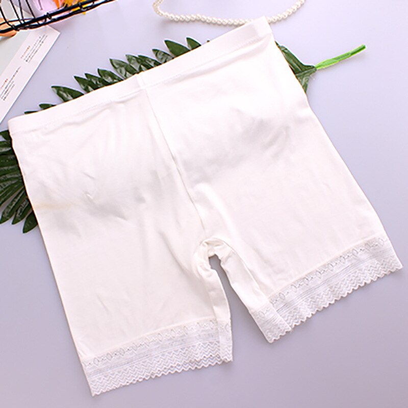 Women's Plus Size Safety Pants ladies Modal Upshift Lace comfortable Safety Pants: White