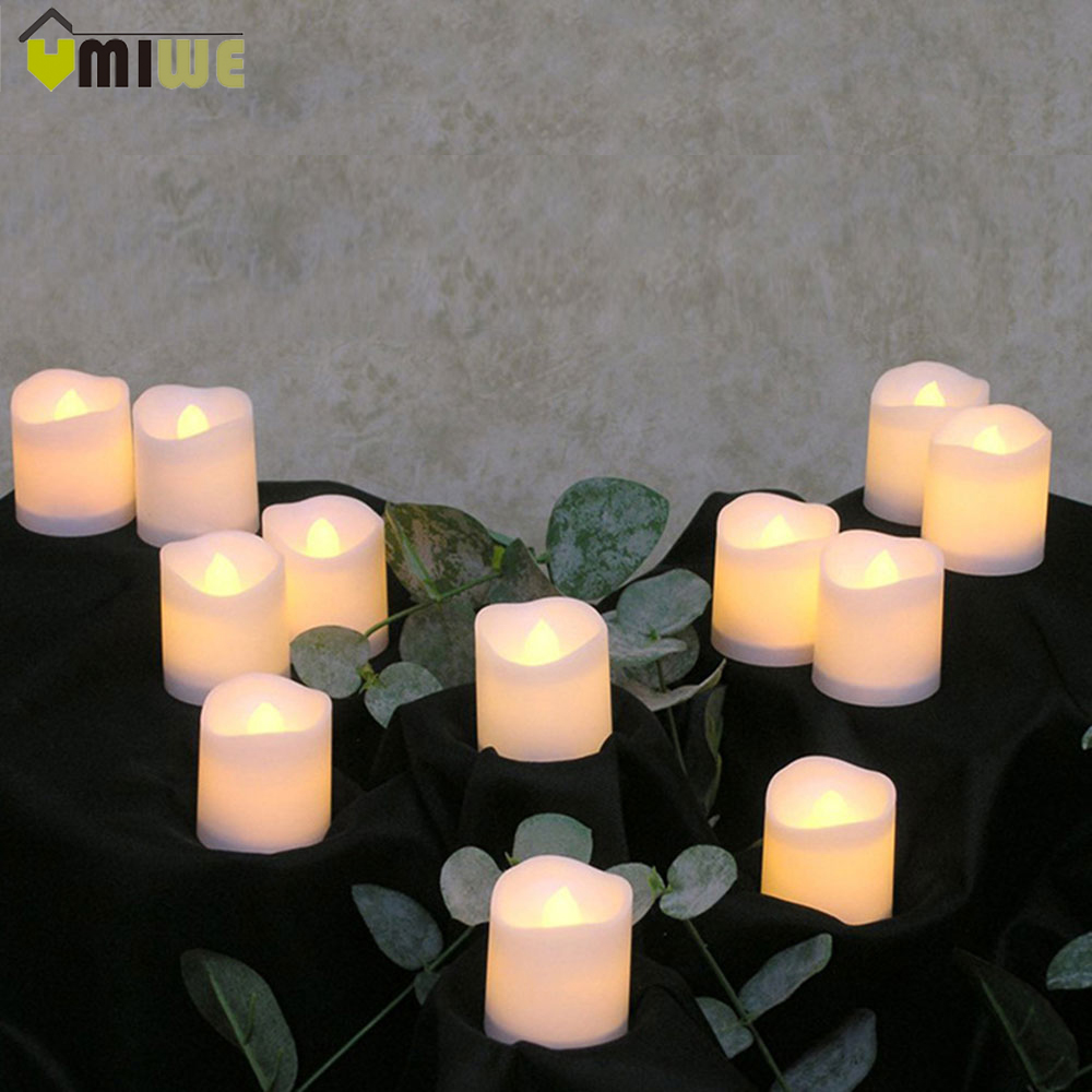 12 stk flammefri led stearinlys flimmer lys lampe dekoration elektrisk batteridrevne stearinlys gult fyrfadslys fest bryllup stearinlys