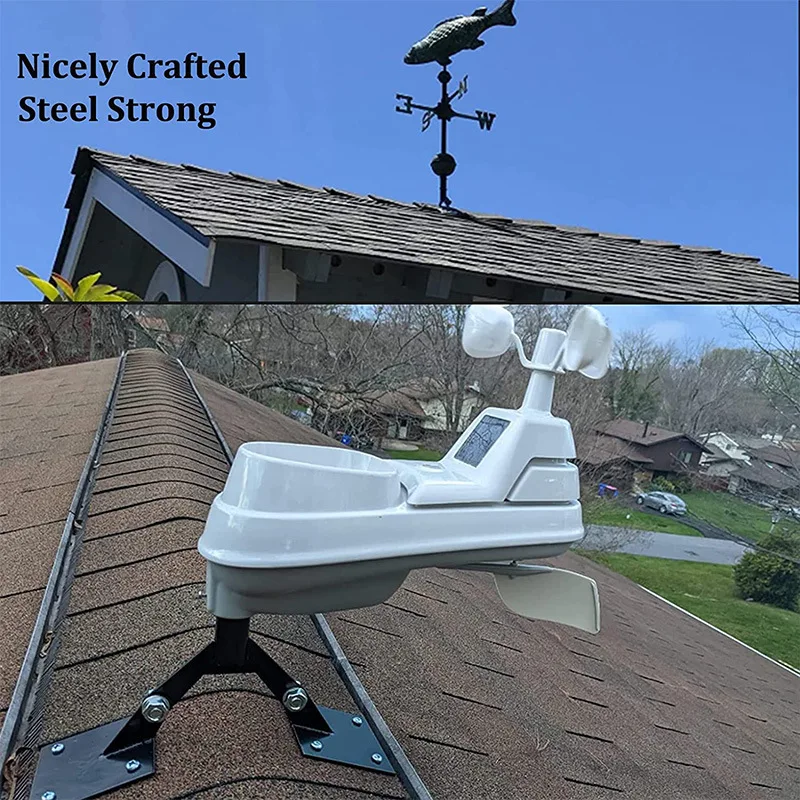 Weathervane Roof Mount,Weather Vanes for Yard Weather Station Mounting Pole Adjustable Thickened Wind Vane Bracket with Hardware