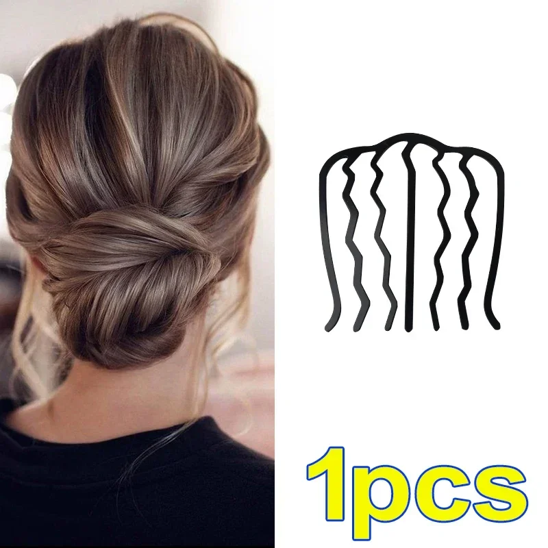 Pince à cheveux en métal noir pour femmes, 1 à 3 pièces, épingle à cheveux, peignes, chignon en désordre, peigne latéral, bâtons Updo, outil de coiffure: Rouge