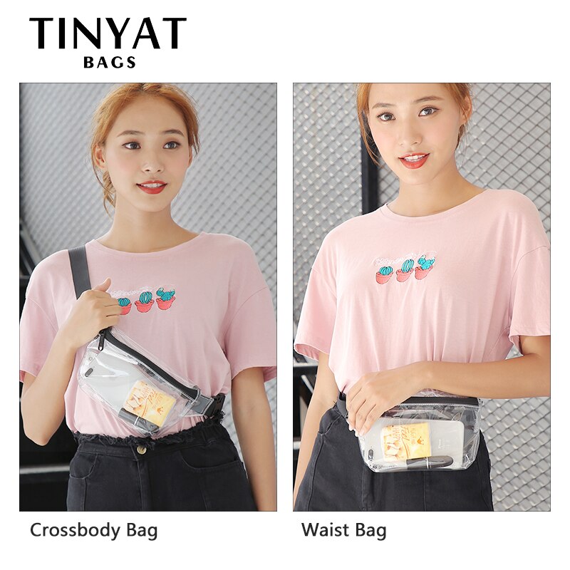 Tinyat gennemsigtige kosmetiktasker til kvinder taljetaske kvinder skuldertasker pvc crossbody makeuptaske brysttaske fanny pack