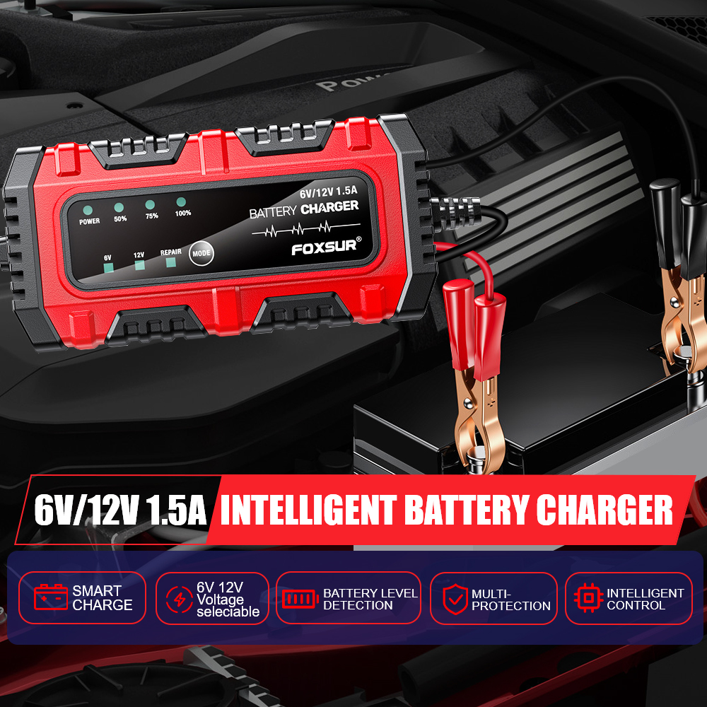 Volle intelligente intelligente Pulsreparatur Blei-Säure-Batterieladegerät 6V/12V 1,5A Mehrfachschutz Auto Motorradbatterie