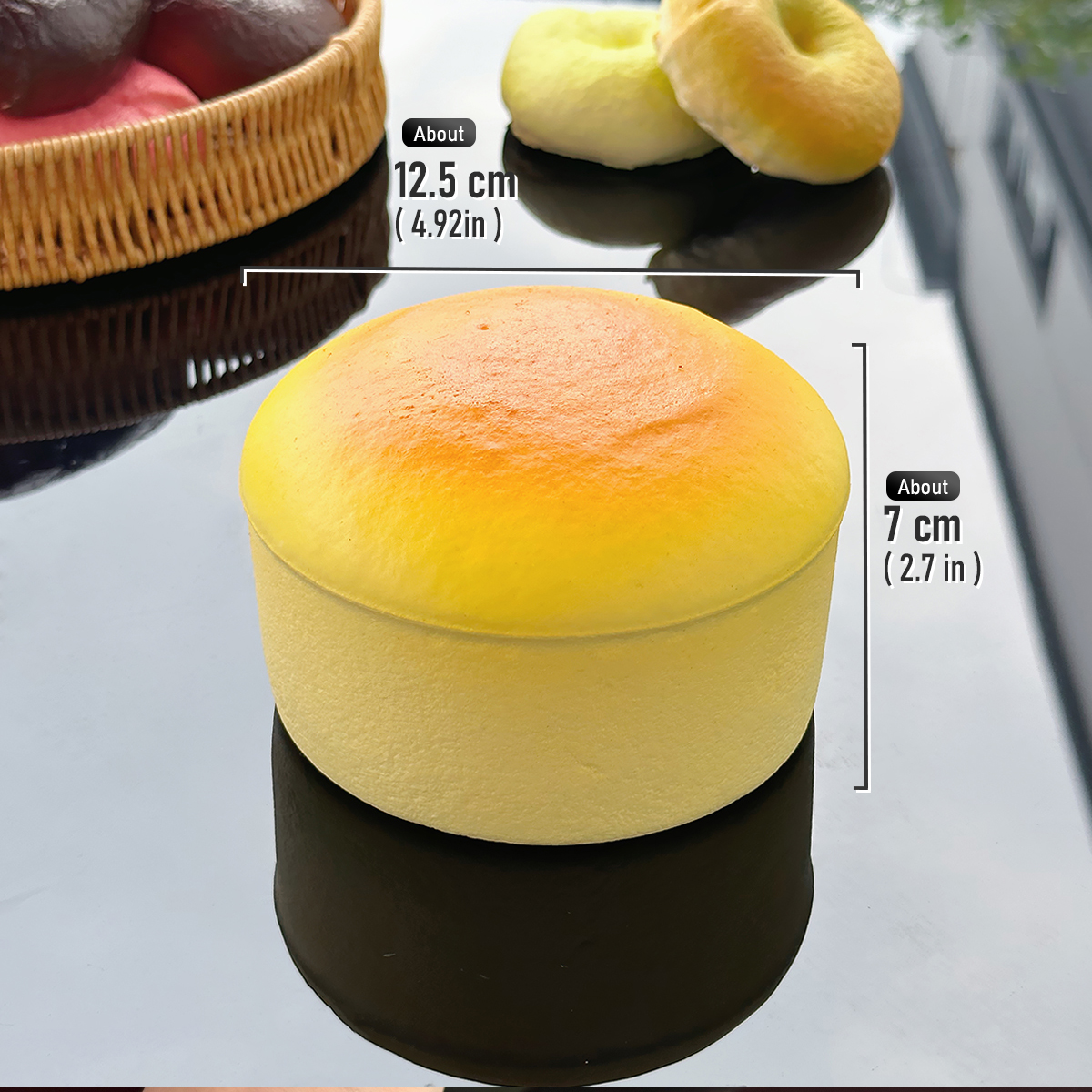 5 tums matcha kaka grön dim squishy mjuk sockerkaka baskisk kaka brödmodell gör-det-själv lekmat långsam rund form dekoration skrivbordsdisplay: Rosröd