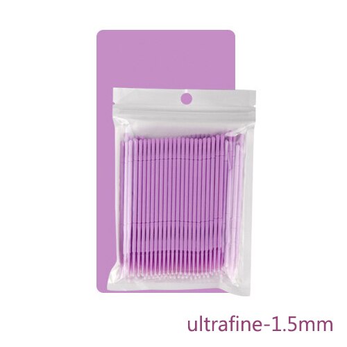 VVHUDA-Mini cepillos desechables, 100 Uds., varitas para extensiones, sin pelusa, microcepillo, punta de microfibra, aplicador de maquillaje: 1.5mmbag