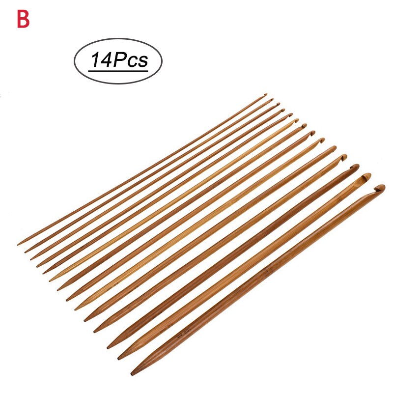Bamboo Knitting Needles Crochet Hooks For Beginner Sweater Crochet Needles Set Sewing Accessories DIY Yarn Weave Knitting Kit: B