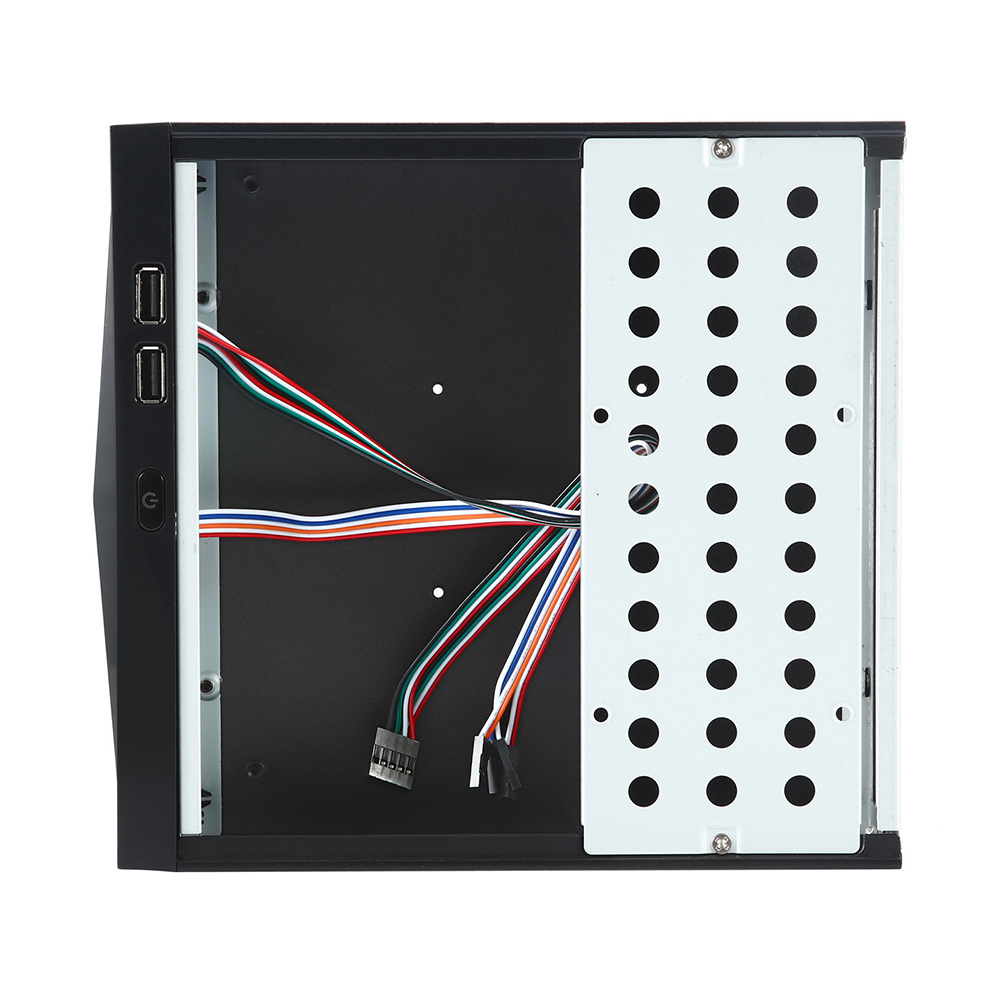 Boîtier HTPC Mini ITX avec châssis HTPC, Horizontal, alimentation de jeu en métal, USB 2.0, boîtier d&#39;ordinateur avec trou de radiateur, pratique pour le bureau et la maison