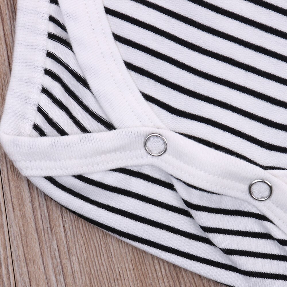 los más nuevos niños bebé niña de manga corta de algodón infantil a rayas mono ropa trajes
