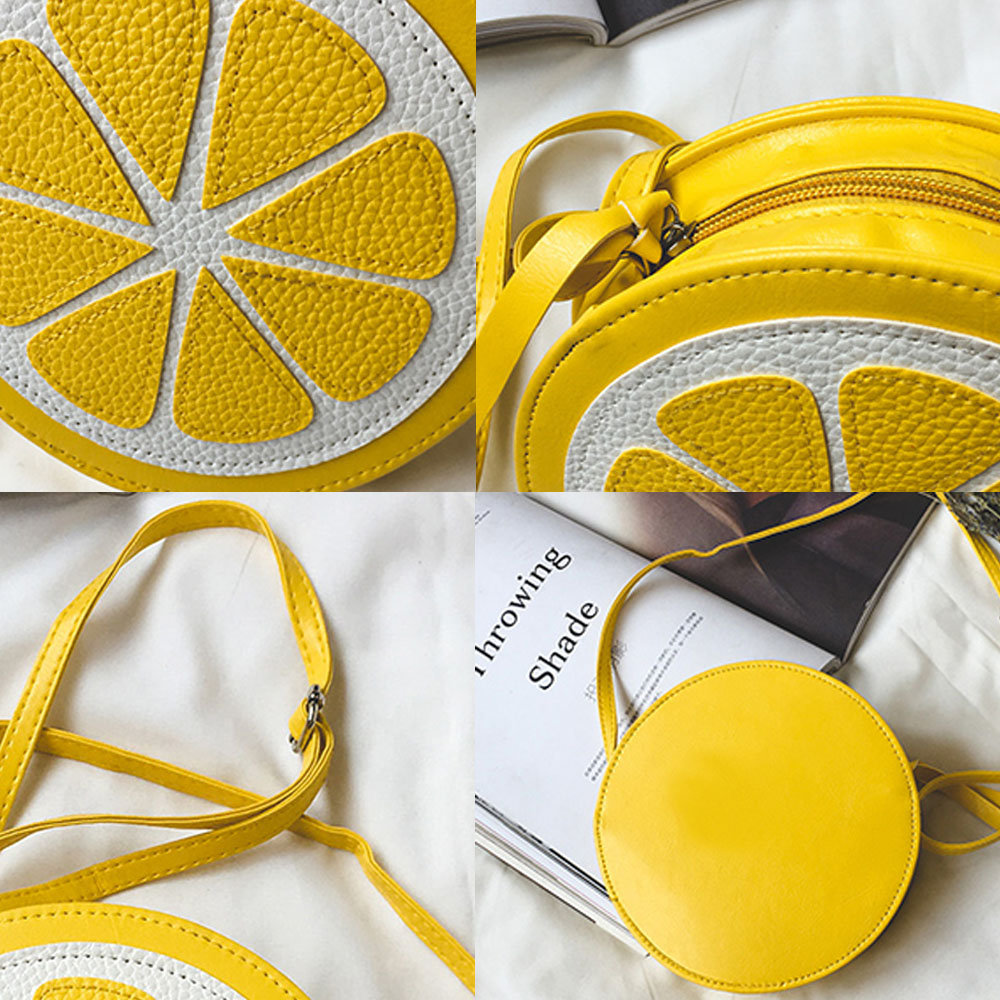 circulaire Orange citron femmes sac sacoche à fermeture éclair bandoulière étanche sacs à main Ptgirl sac main femme sacs à bandoulière