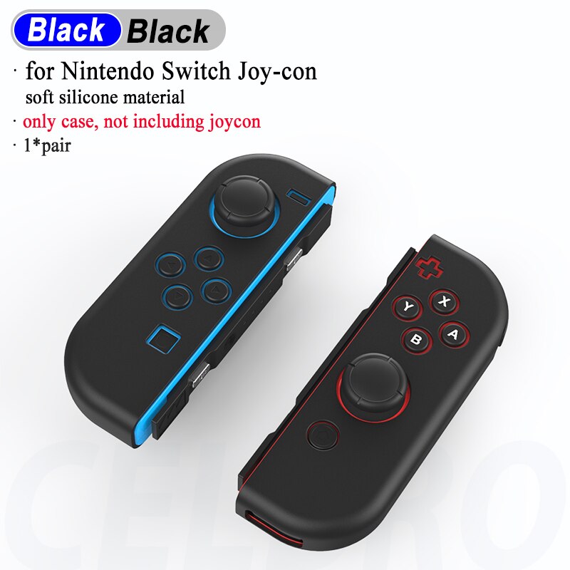 1 Paar Case Voor Nintendo Switch Joycon Vreugde Con Controller Behuizing Shell Cover Voor Nintendoswitch Joystick Bescherming Vervanging: Black