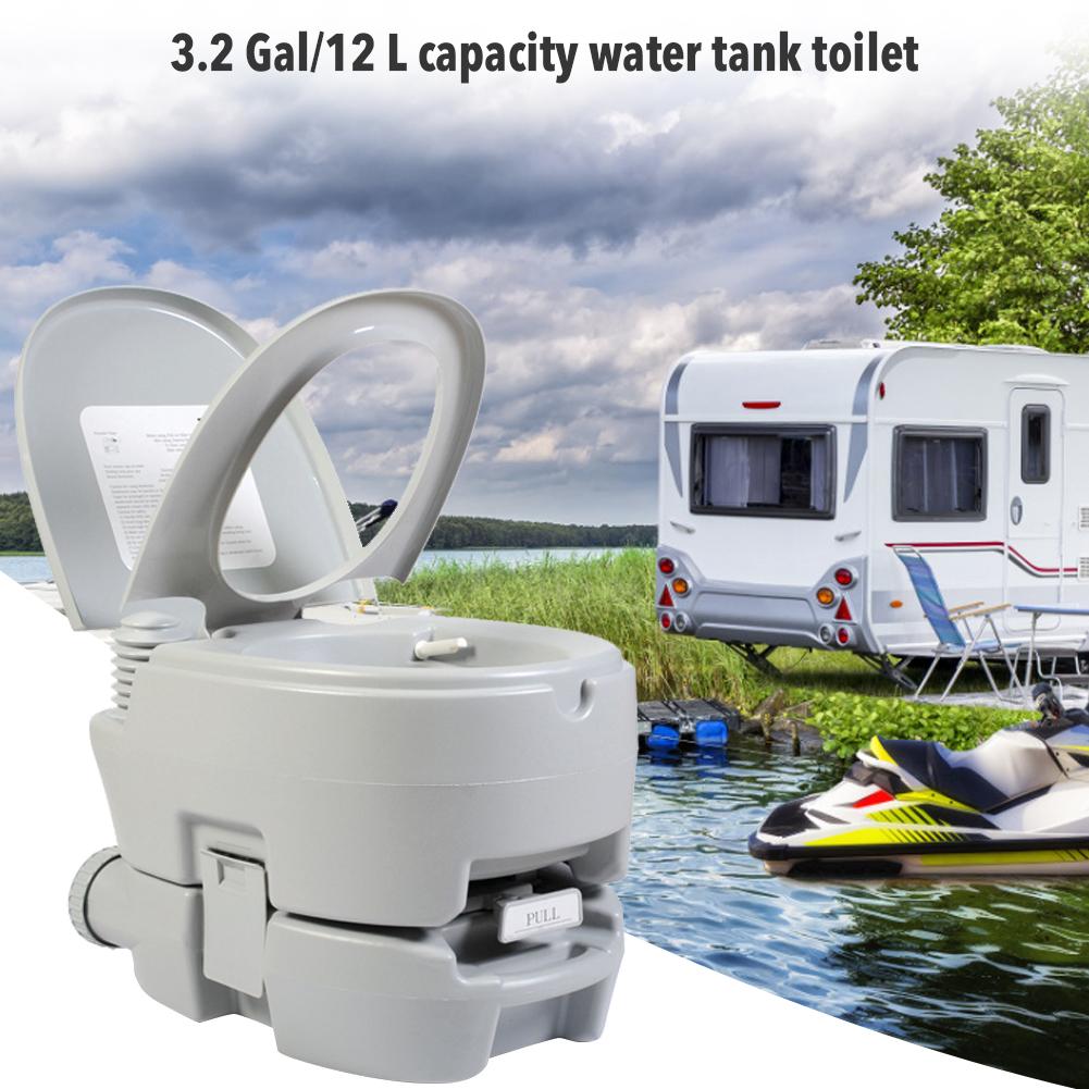 12L Car Toilet outdoor Portable Toilet Push-button Comfortable Flush Toilet Commode Potty for Camping Hiking Trip