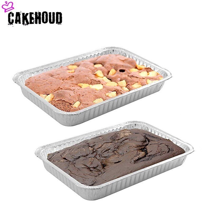 Cakehoud 10 stk engangsbakke med låg transportabel madkonserveringsbeholder bagekage brød grill aluminiumsform
