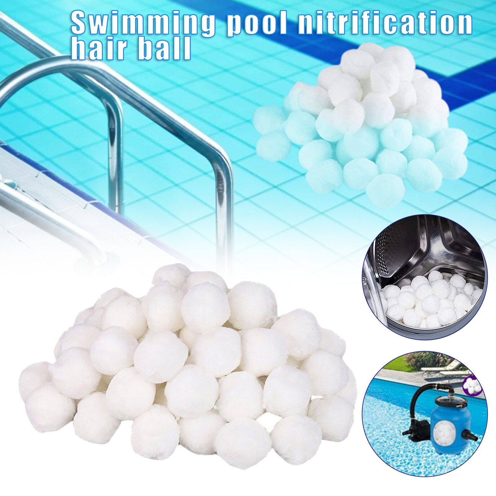 Bolas de filtro de piscina forte adsorção prática fibra filtro meios reutilizáveis para piscina aquário tanque de peixes ferramentas de limpeza