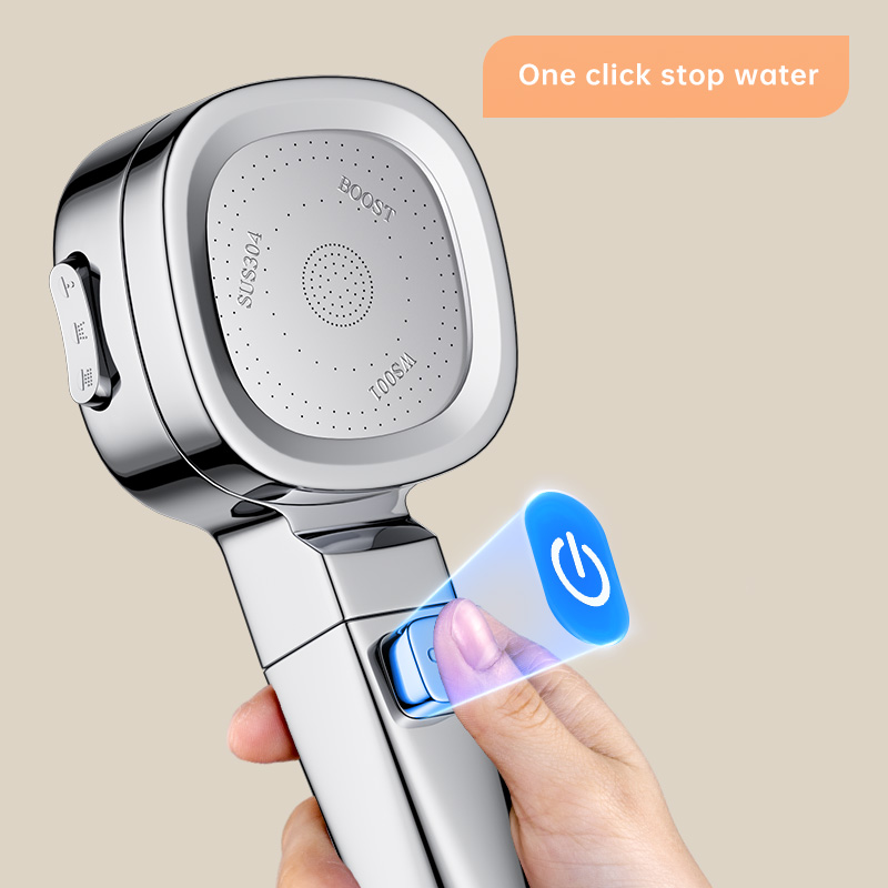 Musurjoy Pommeau de douche rehausseur de salle de bain, jet réglable en 3 modes, système de douche de salle de bain pomme de douche à main, pomme de douche argentée