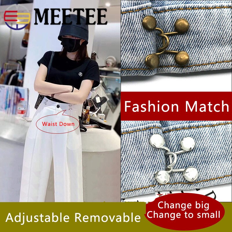 Meetee 30 sett 27 x 28/32 x 28mm metallplaggkroker jeans midjejusteringsspenne avtagbar nagleknapp gjør-selv usynlig justeringsknapp