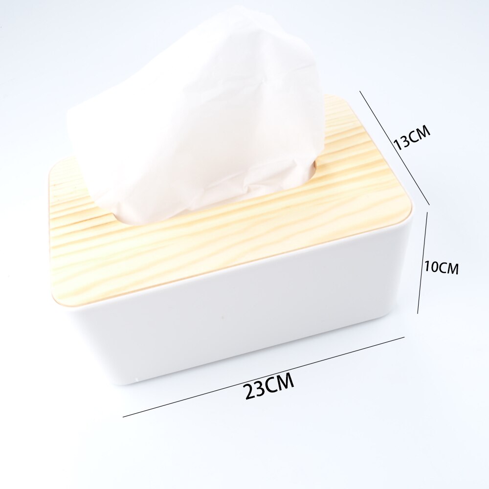 Caja de pañuelos de plástico con cubierta de madera, recipiente de servilleta de cocina para el hogar, caja de pañuelos, caja blanca para servilletas, organizador de papel tisú