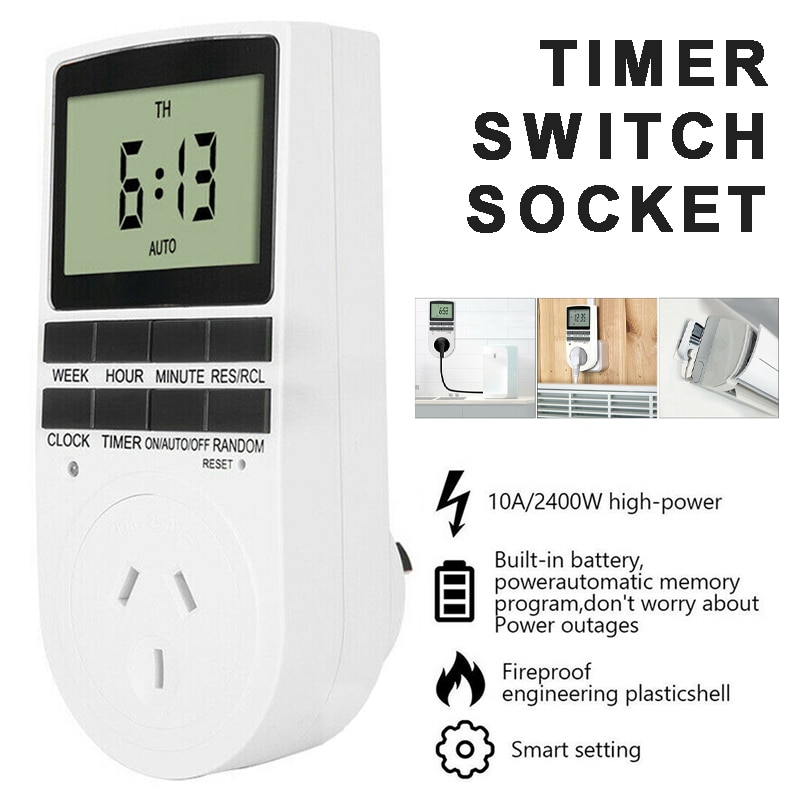 240V Digital Timer Switch Automation Socket White Plug-in Type Electric Programmable Power AU Plug Timers Measurement Parts