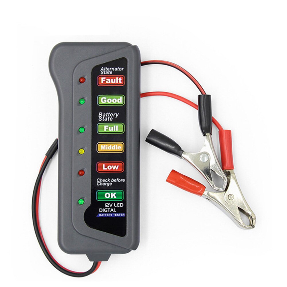 12V Auto Digital Battery Tester Alternator 6 LED Light Car Diagnostic Tool