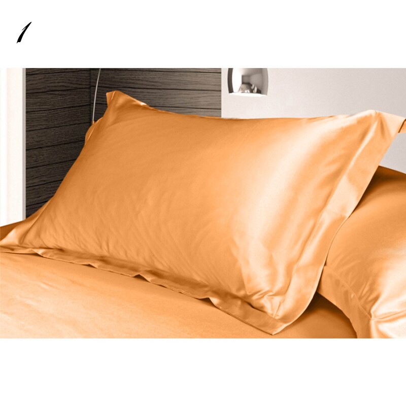 1pc ren emulering silke satin pudebetræk enkelt pudebetræk flerfarvet 48*74cm: Gul