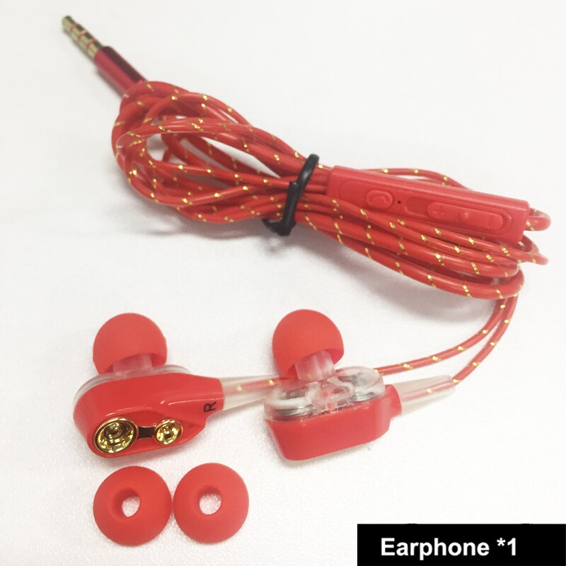 Ptm P22 Dubbele Unit Drive Oortelefoon Hoofdtelefoon Super Bass Subwoofer Sport Headset Voor Telefoon Samsung Iphone Xiaomi Auriculares MP3: Red Earphone