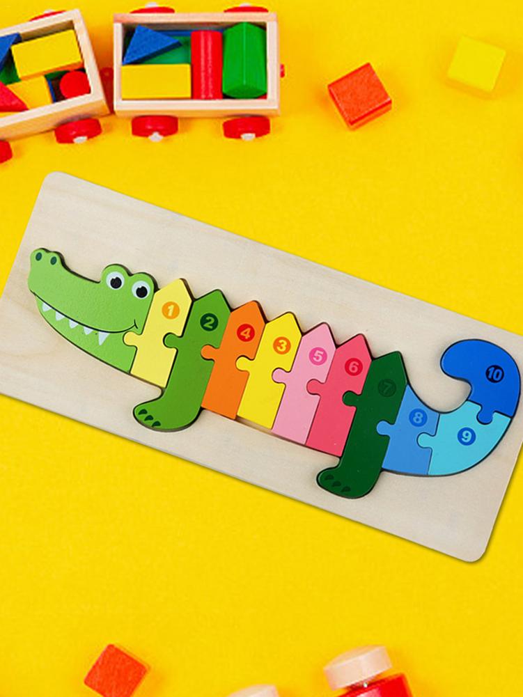 Houten Puzzels Voor Peuters Grote Maat Cartoon Aantal Dier Legpuzzels Voorschoolse Educatief Speelgoed Cadeau Voor Jongens Een