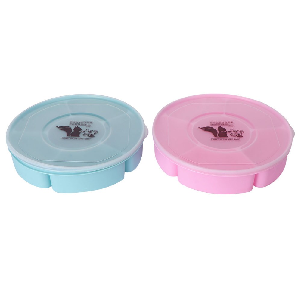 Multi Sectional Snack Serving Tray Set with Lid for Home (Red): Blue Pink