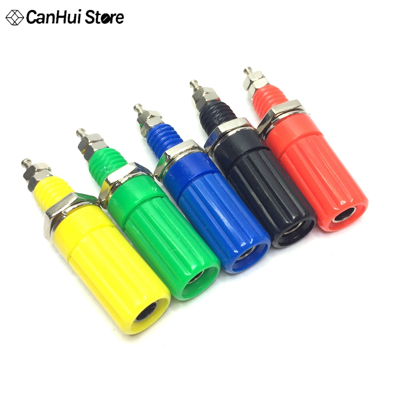 10pcs 4mm long Needle Terminal Test Socket Banana Stand Instrument Wiring Terminal Red Black Yellow Blue Green Connection