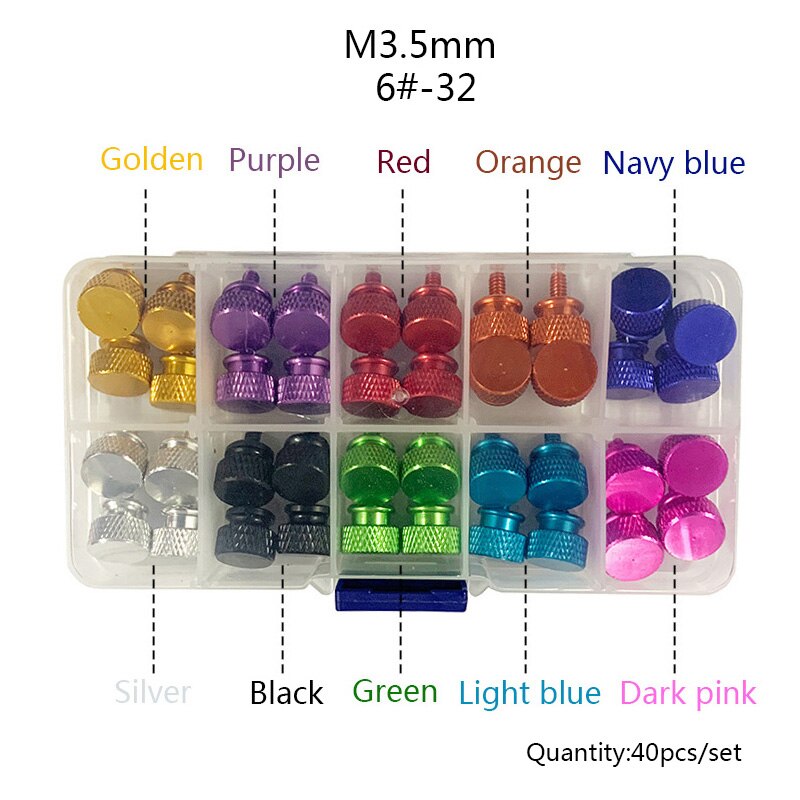 C.M Computer Components Chassis Color Aluminum Alloy Hand Screw 6 # 32 * 6 PC Power Coarse M3.5mm Screw: Default Title