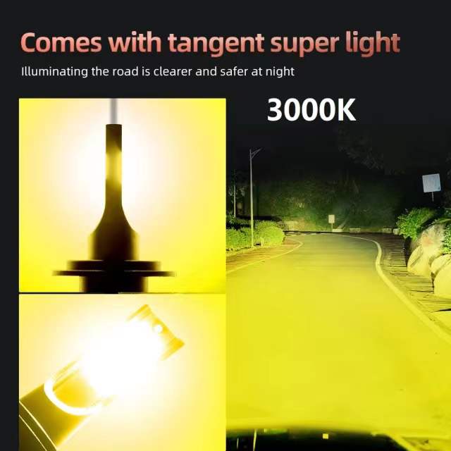 2 Stuks H3 Led Koplamp Lamp Led H3 Auto Licht Mistlampen1: 1 Size Replica Vervanging Halogeenlamp 80W 12V 24V Auto Lamp: 3000k gouden