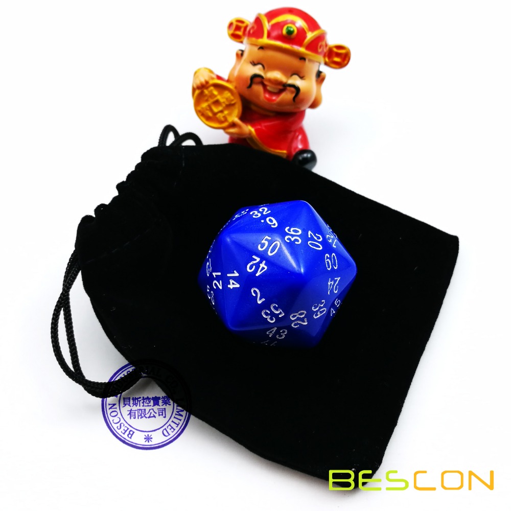 Bescon Style Multi-sides Dice Polyhedral Dice 60-sided Gaming Dice, D60 dice, 60 Sides Die, 60 Sides Cube Blue